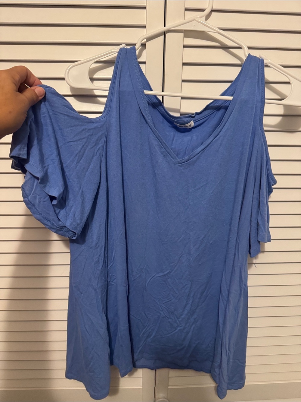 Westport Light Blue Cold-Shoulder V-Neck Tank Top